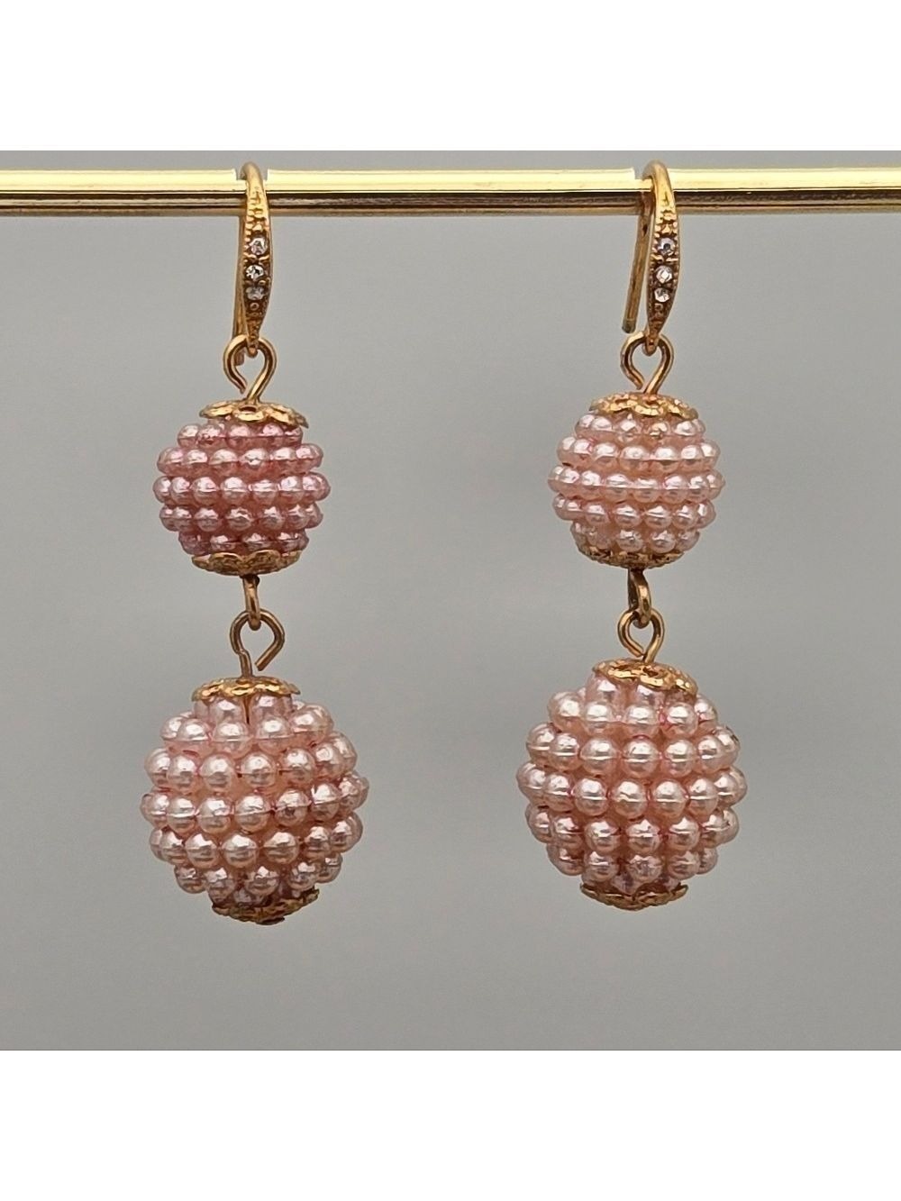 ✨2/$10✨ Gold and Pink Beaded Drop faux Pearl Earrings